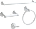 BGL Bathroom Accessories Set, White Paint Expandable Towel Bar 4-Piece Bathroom Accessory Set Wall Mounted Towel Ring Robe Hook Toilet Paper Holder Towel Holder