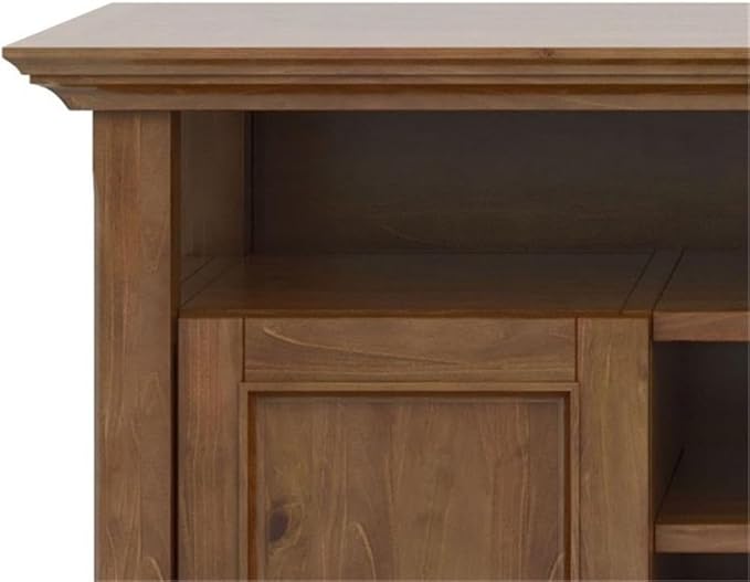 SIMPLIHOME Amherst 54-inch Wide Solid Wood TV Stand in Medium Saddle Brown, Transitional-Style Media Console for Living Room with Adjustable Shelves and Cable Management