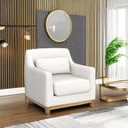 VANOMi Extra Deep Accent Chair, Fabric Upholstered Comfy Reading Armchair for Living Room, Bedroom Single Seat Sofa Chair with Wood Base, Lamb Fabric