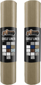 GORILLA GRIP Slip Resistant Drawer and Shelf Liner 2 Pack, Non Adhesive Water Resistant, Easy Clean and Trim, Smooth Surface Liners for Kitchen Cabinet, Shelves, Drawers Pantry, 17.5 IN x 20 FT, Beige