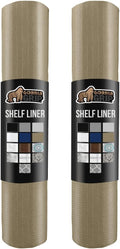 GORILLA GRIP Slip Resistant Drawer and Shelf Liner 2 Pack, Non Adhesive Water Resistant, Easy Clean and Trim, Smooth Surface Liners for Kitchen Cabinet, Shelves, Drawers, Pantry, 12 in x 10 FT, Beige