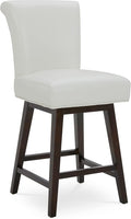 CHITA 26 Inch Counter Height Swivel Bar Stool, FSC Certified Modern Upholstered Faux Leather Swivel Barstool Chair with Back, White