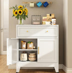 Metal Sideboard Cabinet, Small Pantry Sideboard Cabinets with 2 Doors and Adjustable Shelves, White Metal Buffet Cabinet for Kitchen Dining Room Living Room, Entryway, Bathroom,Office