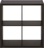 Furinno CUBICLE Book Shelf, 4-Cube Bookself, Thick Frame Bookcase with Reversible Open Back, 14.6 x 30 x 30, for Living Room, Bedroom, Home Office, Black Dark Oak