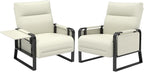 Faux Leather Accent Chairs Set of 2 with Flip Up Tray Tables Soft Backrest for Living Room Office Bedroom Modern Accent Chairs, Beige