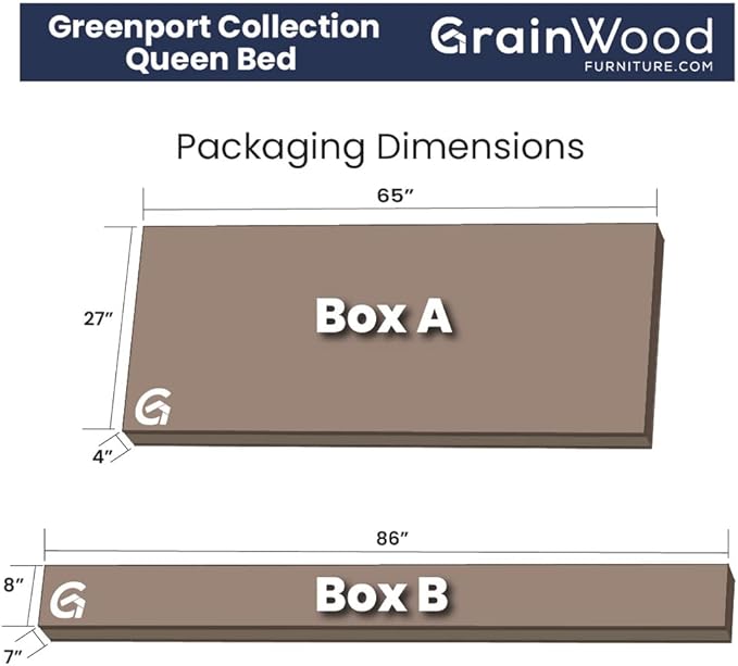 Grain Wood Furniture Greenport Solid Wood Platform Bed, Queen Size, Brushed Walnut