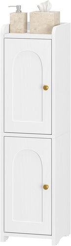 Bathroom Storage Cabinet, Corner Floor Cabinet with 2 Doors and Adjustable Shelf, Narrow Toilet Paper Cabinets, Bathroom Organizer for Small Spaces, 7.9" D x 7.9" W x 29.5" H White