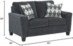 Signature Design by Ashley Abinger Chenille Contemporary Loveseat with 2 Accent Pillows, Dark Gray