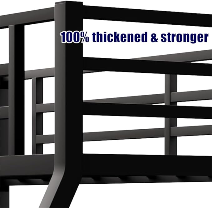 Latest Upgrade & Stronger Steel Twin XL Over Queen Bunk Bed, Heavy Duty Thickened More Rust-Proof Metal Bunk Queen Bed with Enhanced Legs & Slats (Easier Assembly)