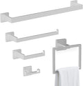BOZWELL 5 Piece Brushed Nickel Stainless Steel Towel Bar Set, 23.6 inch Square Bathroom Hardware Accessories Set,Wall Mounted Towel Racks for Bathroom with TP