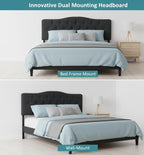 Naomi Home Cassandra Queen Tufted Headboard, Upholstered in Durable Linen Fabric – Premium Foam Cushioning, Adjustable Height, Floating Wall or Bed Frame Mount, Compatible with Adjustable Beds