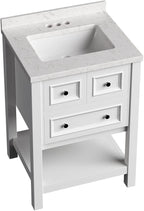 Hanover Tremont 24'' Vanity Cabinet with Sink Combo for Bathroom, Powder Room | Pre-Assembled Cabinet | 1 Drawer, Bottom Shelf | Artificial Stone Countertop | White Cabinet | HANVN0107-24-1WH