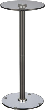 mDesign Glass Top Side/End Drink Table - Tall Modern Round Accent Metal Nightstand Furniture for Living Room, Dorm, Home Office, and Bedroom - 9" Round - Dark Smoke Gray/Black