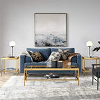 Henn&Hart 54" Wide Rectangular Coffee Table in Brass, Modern coffee tables for living room, studio apartment essentials