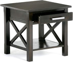 SIMPLIHOME Kitchener SOLID WOOD 21 inch Wide Square Contemporary End Side Table in Hickory Brown for the Living Room and Bedroom