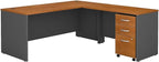 Bush Business Furniture Series C 72W L Shaped Desk with 48W Return and Mobile File Cabinet in Natural Cherry
