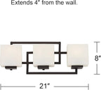 Possini Euro Design Lighting on The Square Modern Wall Mount Light Bronze Metal Hardwired 21" Wide 3-Light Fixture Geometric Opal Glass Shades for Bathroom Vanity Mirror House Home Room Decor
