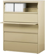 Pemberly Row 42-in Wide Metal 5 Drawer Lateral Filing Cabinet Putty/Beige