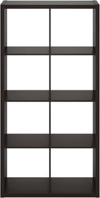 Furinno CUBICLE Book Shelf, 8-Cube Thick Frame Bookshelf, Horizontally & Vertically Reversible Bookcase with Open Back, 14.6 x 30 x 57.9, for Living Room, Bedroom, Home Office, Black Dark Oak