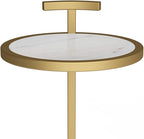SIMPLIHOME Brook Contemporary 10 Inch Wide Metal C Side Table in White / Gold, For the Living Room and Bedroom
