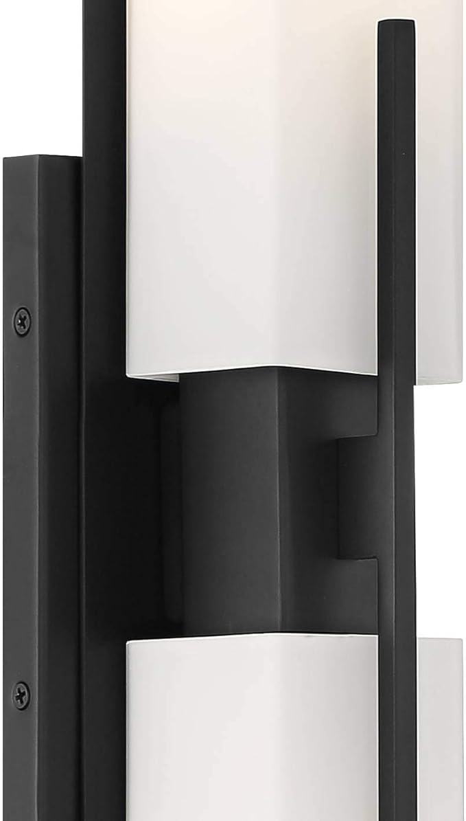 Possini Euro Design Midtown Mid-Century Modern Wall Mounted Light Black Metal Hardwired 23 1/2" Wide Light Bar Fixture White Opal Glass Shades for Bathroom Vanity Mirror House Home Room Decor