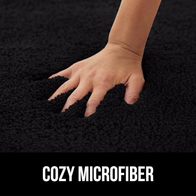 GORILLA GRIP Bathroom Rugs, 30x20, Ultra Soft Absorbent Mat, Thick Plush Bath Rug, Machine Washable, Microfiber Quick Dry, Mats for Shower, Bathtub and Floor, Home Decor Accessories, Black
