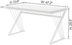FOLUBAN White Desk, Modern Wood and Metal Computer Desk for Home Office, Simple Writing Work PC Desks for Bedroom, Industrial Study Gaming Table for Living Room, White, 47 Inch