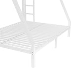 Bellemave Twin Over Full Bunk Bed for Teens, Twin Over Full Bunk Bed Frame with 2 Side Ladder and Full Length Guardrail, Easy Assemble Bunkbeds, Noise Reduced, Mattress Not Included, White