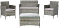 SAFAVIEH PAT7506B Collection Bandele Grey 4-Piece Outdoor Living Patio Set