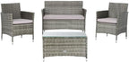 SAFAVIEH PAT7506B Collection Bandele Grey 4-Piece Outdoor Living Patio Set