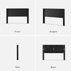 mopio Brooklyn 62.4" Headboard Only, Wood Headboard, Modern Farmhouse, Boho, Wall Mount, Fluted Panel, Wingback Design (Black Oak, Queen)