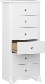 Prepac Sonoma 6 Drawer Dresser for Bedroom, Tall Chest of Drawers, Bedroom Furniture, Clothes Storage and Organizer, 19" D x 23.25" W x 52.75" H, White