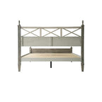 Queen Size Platform Bed Frame with Solid Wood Headboard & Footboard, Metal Legs, 12 Durable Slatted Base, No Box Spring Needed, Easy Assembly, Noise-Free & Anti-Slip, Weathered Gray Oak Finish, RIQ-34