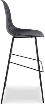 Signature Design by Ashley Forestead Modern Bar Height Bucket Barstool, 2 Count, Black