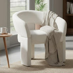 LukeAlon Modern Velvet Accent Chair Barrel Back Armchair, Upholstered Lounge Chair for Living Room, Bedroom, Office, Waiting Rooms, Beige