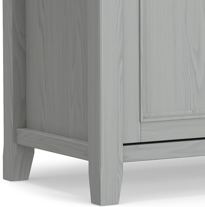 SIMPLIHOME Amherst 54-inch Wide Solid Wood TV Stand in Fog Grey, Transitional-Style Media Console for Living Room with Adjustable Shelves and Cable Management