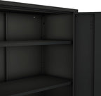 Manhattan Comfort Naomi Modern Metal Accent Cabinet, Minimalist Storage Cabinet with Doors & Adjustable Shelves, Vented Doors, Sturdy Steel Build, Versatile & Multi-Purpose Home Furniture, Black