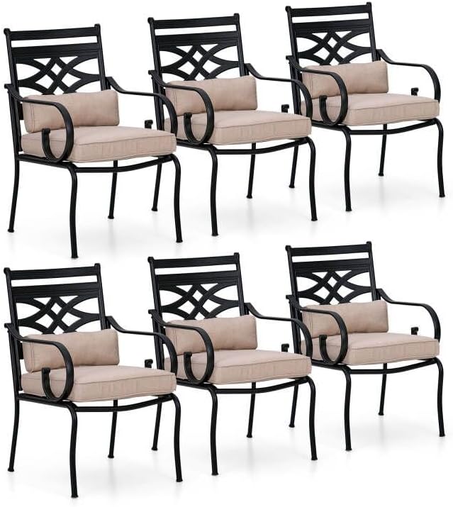 Sophia and William Patio Dining Chairs Set of 6, Outdoor Metal Armchairs, Outdoor Dining Chairs
