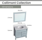 Hanover 36 Set Includes w, Blue Callimont 36'' Vanity Sink Combo for Bathroom, Powder Room | Pre-Assembled 1 Door, 3 Drawers | Accent Mirror| Artificial Stone Countertop Cabinet, 36 inches