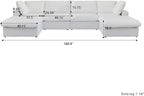 Cloud Couch Modular Sectional Sofa,160.6" Down Filled Sofa with Storage Ottoman,U Shaped Couch 6 Seater, White Convertible Sectional Sofa for Living Room,Covers Removable & Washable