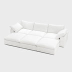 Modular Cloud Sofa, 110.2" Cloud Sectional Couches with Deep Seat, L-Shape 3-Seat Couch with Ottoman for Living Room, Modern Comfy Couch with Washable Cover, Wide Armrest (White,3 Ottomans)