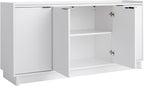 Prepac Simply Modern 4 Door Console Table with Storage, White Storage Cabinet with Doors and Shelves, Sideboard Storage Cabinet 60" W x 30" H x 16" D, WCBG-1820-1