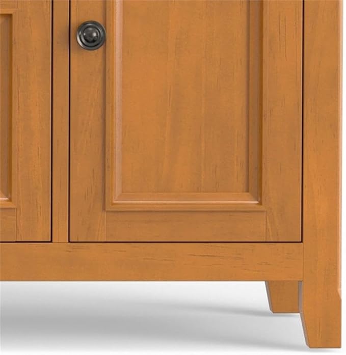 SIMPLIHOME Amherst 72-inch Wide Solid Wood TV Stand in Light Golden Brown, Transitional-Style Media Console for Living Room with Cable Management and Adjustable Shelves, Fits 80" TVs