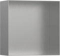 hansgrohe XtraStoris Minimalistic Recessed Wall Niche with Open Frame 12"x 12"x 5.5" in Brushed Stainless Steel, 56079800