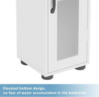 Maupvit Bathroom Storage Cabinet with 2 Frosted Glass Doors, Tall Narrow Storage Cabinet with Doors and Shelves Adjustable, Slim Bathroom Cabinet for Small Spaces, 8 Compartments (White)