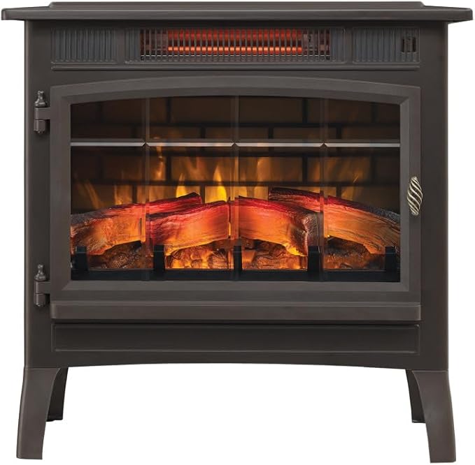 duraflame Freestanding Electric Fireplace Stove Heater with 3D Flame Effect for 1,000 Sq. Ft, Bronze