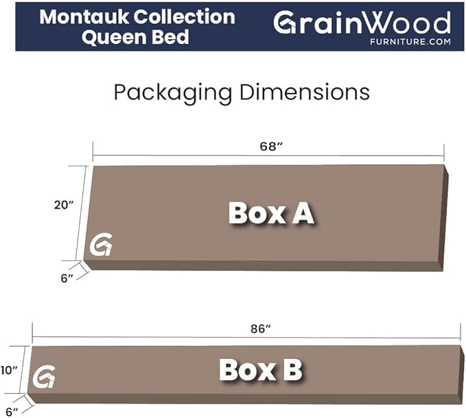 Grain Wood Furniture Montauk Solid Wood Bed, Queen Size, Rustic Off-White