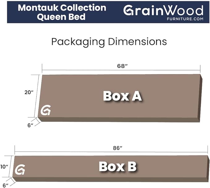 Grain Wood Furniture Montauk Solid Wood Bed, Queen Size, Rustic Walnut