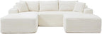108 Inch Cloud Sectional Couch,Modern Modular Sectional Sofa with Deep Seat,Corduroy Boneless Couches with L-Shape Chaise for Living Room,No Assembly Required (Beige, Left Facing Chaise + Ottoman)