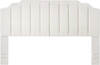 24KF White Teddy Fabric Tufted King Upholstered Headboard, Modern Vertical Channel Design California King Headboard with Stepped Silhouette Top Edge,6026-K-Teddy White